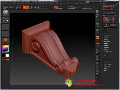 স্ক্রিনশট ZBrush Windows 7