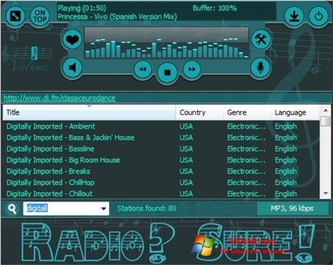 স্ক্রিনশট RadioSure Windows 7