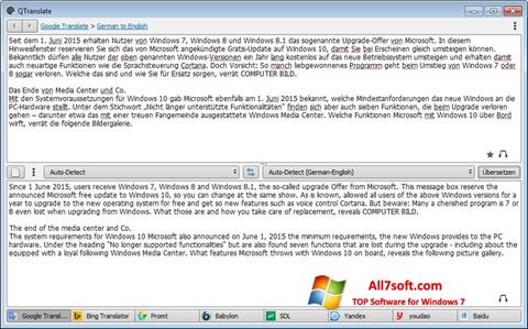 স্ক্রিনশট QTranslate Windows 7