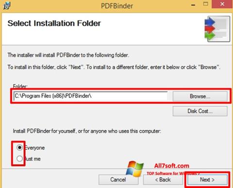 স্ক্রিনশট PDFBinder Windows 7