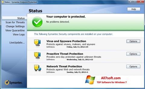 স্ক্রিনশট Symantec Endpoint Protection Windows 7