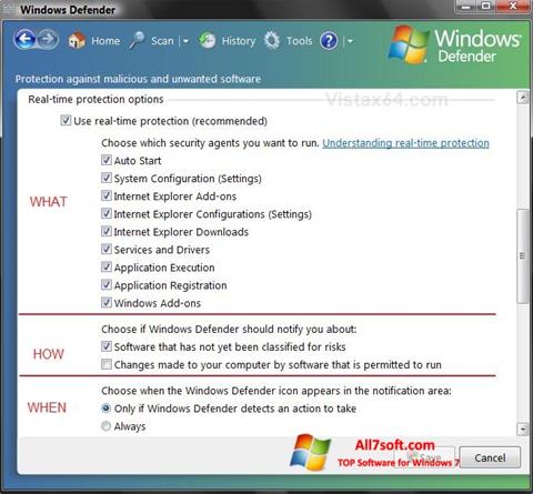 স্ক্রিনশট Windows Defender Windows 7