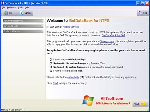 স্ক্রিনশট GetDataBack Windows 7