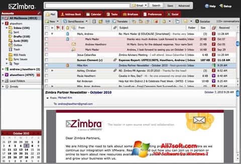 স্ক্রিনশট Zimbra Desktop Windows 7