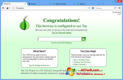 স্ক্রিনশট Tor Windows 7