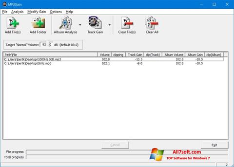স্ক্রিনশট MP3Gain Windows 7