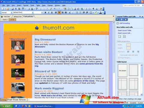 স্ক্রিনশট Microsoft FrontPage Windows 7