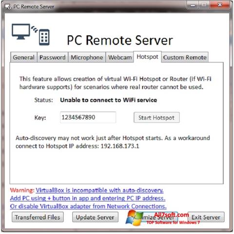 স্ক্রিনশট PC Remote Server Windows 7