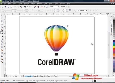 স্ক্রিনশট CorelDRAW Windows 7