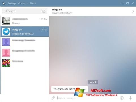 স্ক্রিনশট Telegram Desktop Windows 7