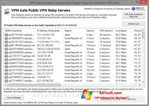 স্ক্রিনশট VPN Gate Windows 7