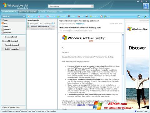 স্ক্রিনশট Windows Live Mail Windows 7