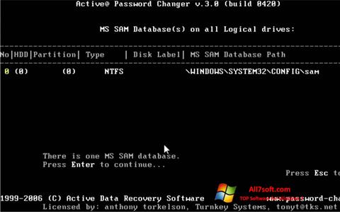 স্ক্রিনশট Active Password Changer Windows 7