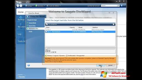 স্ক্রিনশট Seagate DiscWizard Windows 7