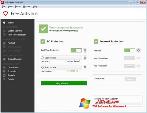 স্ক্রিনশট Avira Free Antivirus Windows 7