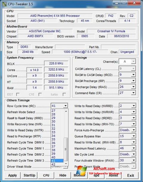 স্ক্রিনশট CPU-Tweaker Windows 7