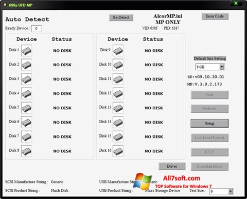 স্ক্রিনশট AlcorMP Windows 7