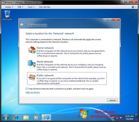 স্ক্রিনশট Windows Virtual PC Windows 7