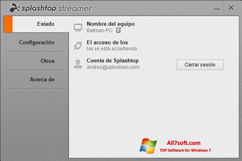 স্ক্রিনশট Splashtop Streamer Windows 7
