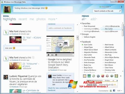 স্ক্রিনশট Windows Live Messenger Windows 7