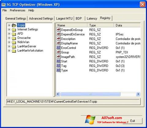স্ক্রিনশট TCP Optimizer Windows 7