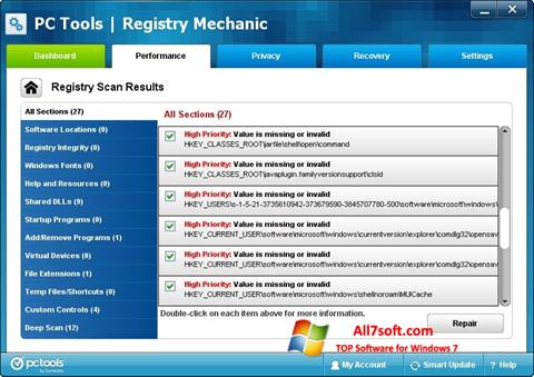 স্ক্রিনশট Registry Mechanic Windows 7