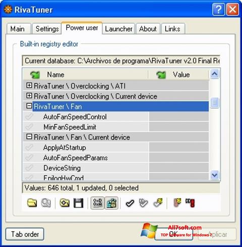 স্ক্রিনশট RivaTuner Windows 7
