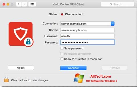 স্ক্রিনশট Kerio VPN Client Windows 7