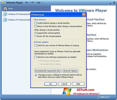 স্ক্রিনশট VMware Player Windows 7