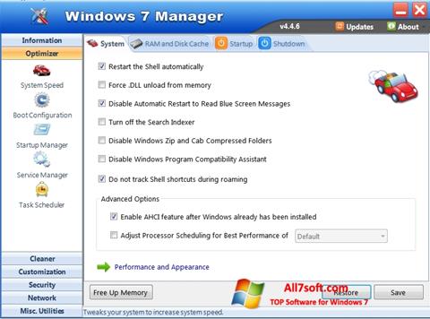 স্ক্রিনশট Windows 7 Manager Windows 7