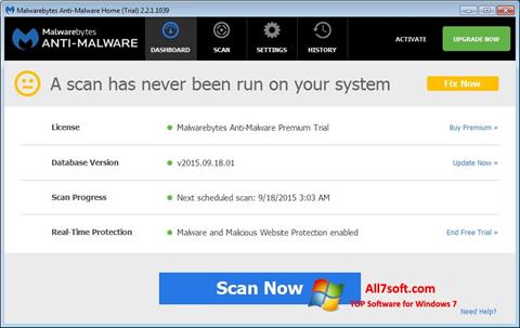 স্ক্রিনশট Malwarebytes Anti-Malware Free Windows 7
