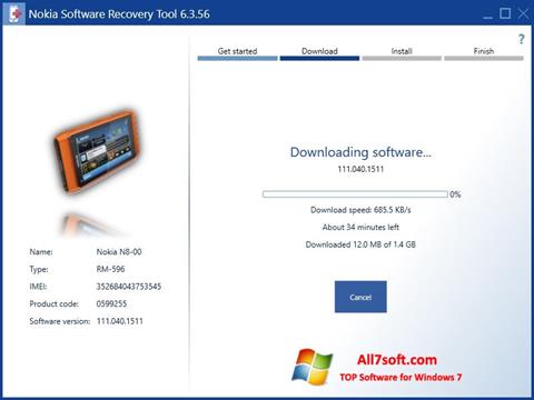 স্ক্রিনশট Nokia Software Recovery Tool Windows 7