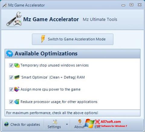 স্ক্রিনশট Mz Game Accelerator Windows 7