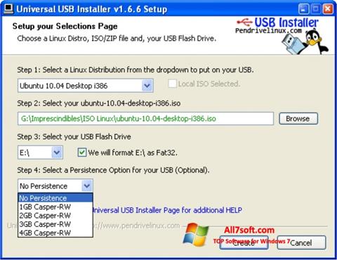 স্ক্রিনশট Universal USB Installer Windows 7
