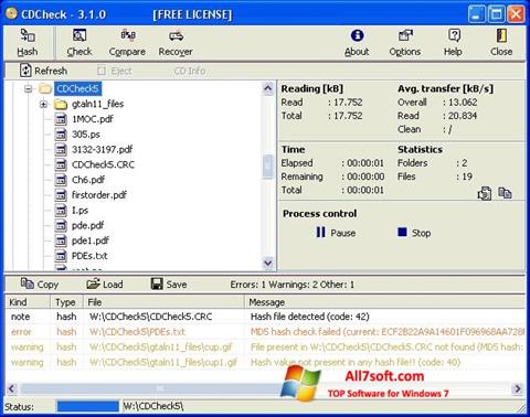 স্ক্রিনশট CDCheck Windows 7