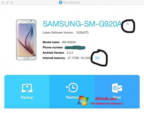 স্ক্রিনশট Samsung Smart Switch Windows 7
