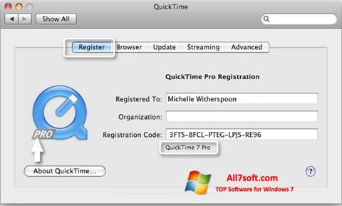 স্ক্রিনশট QuickTime Pro Windows 7