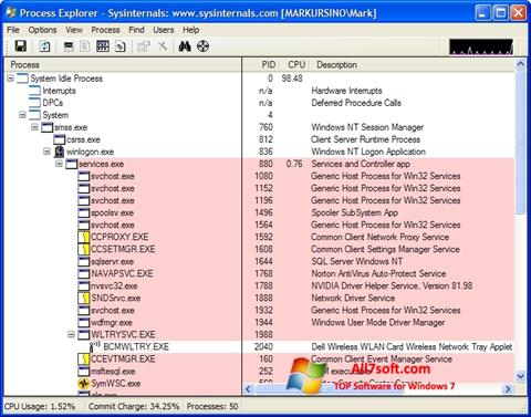 স্ক্রিনশট Process Explorer Windows 7