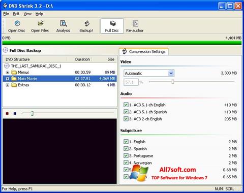 স্ক্রিনশট DVD Shrink Windows 7