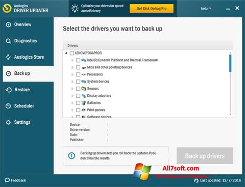 স্ক্রিনশট Auslogics Driver Updater Windows 7
