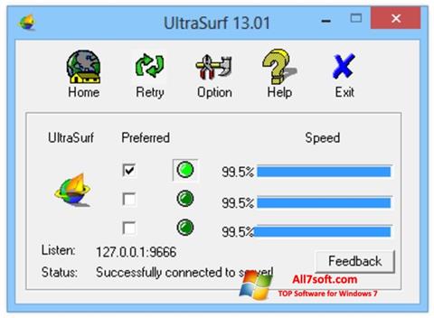 স্ক্রিনশট UltraSurf Windows 7