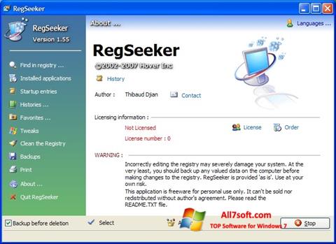 স্ক্রিনশট RegSeeker Windows 7