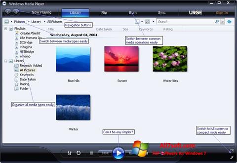 স্ক্রিনশট Media Player Windows 7