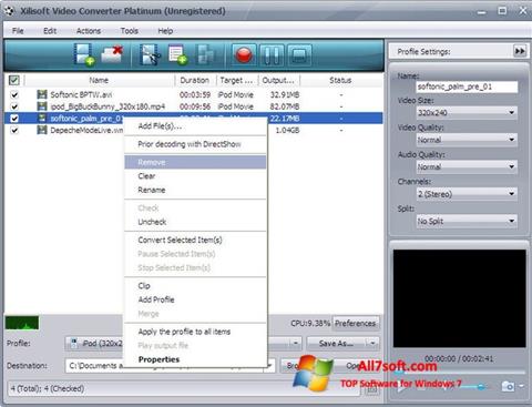 স্ক্রিনশট Xilisoft Video Converter Windows 7