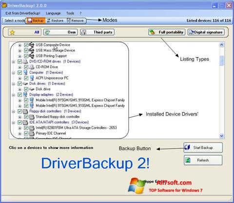 স্ক্রিনশট Driver Backup Windows 7