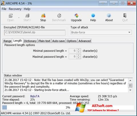স্ক্রিনশট Advanced Archive Password Recovery Windows 7