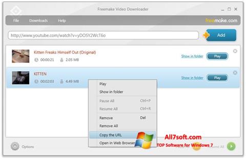 স্ক্রিনশট Freemake Video Downloader Windows 7